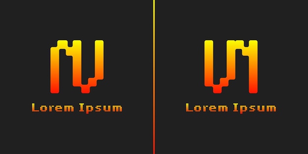 Las letras NV y VN Pixel Monogram Logotipo adecuado para cualquier negocio con las iniciales NV o VN