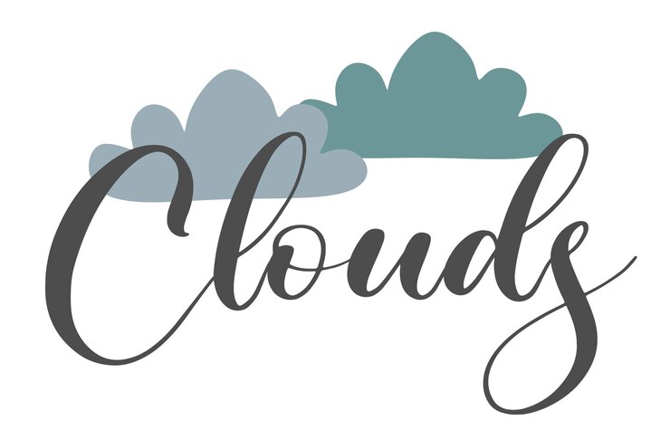 Vector letras de otoño nubes en estilo plano ilustración de palabras en color vectorial para motivación de postales ca