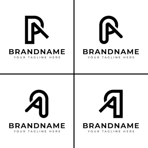 Las letras PA o QA Monogram Logo Set adecuado para cualquier negocio con las iniciales PA AP QA o AQ