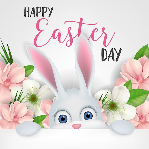Letras de Pascua con conejito de dibujos animados blanco