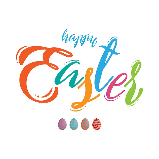 Letras de pascua feliz colorido con diferentes huevos de pascua textura