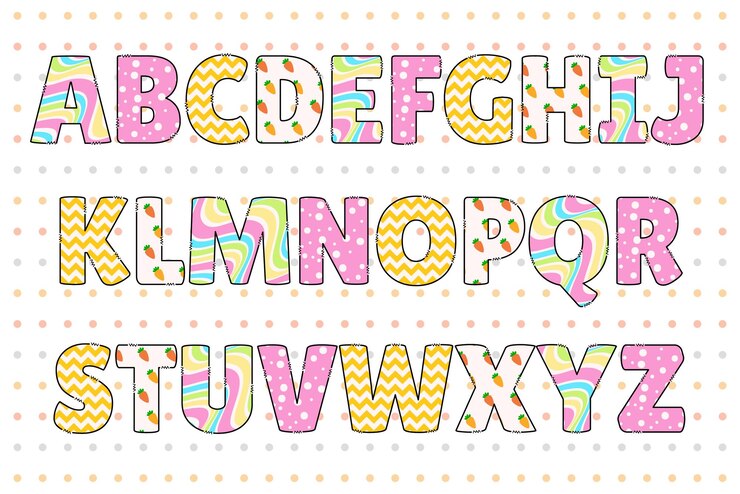 Vector letras de pascua hechas a mano, color, arte creativo, diseño tipográfico