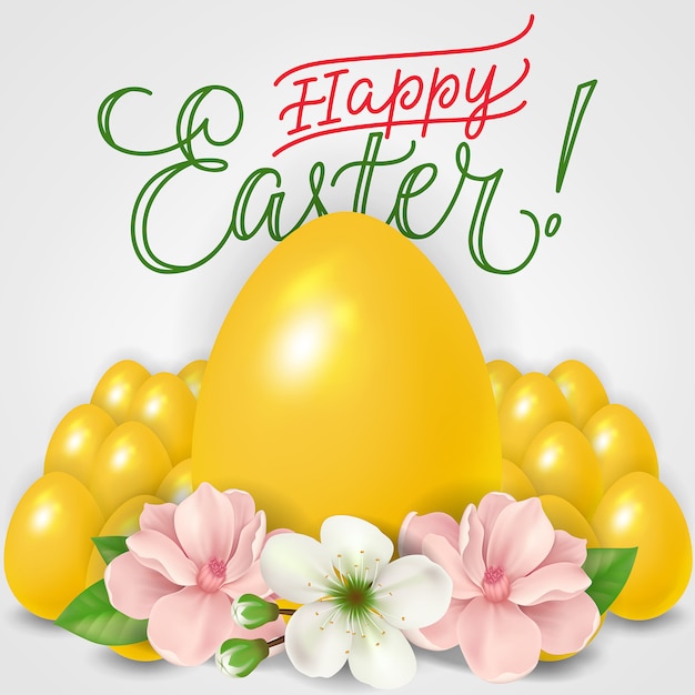 Letras de Pascua con huevos amarillos