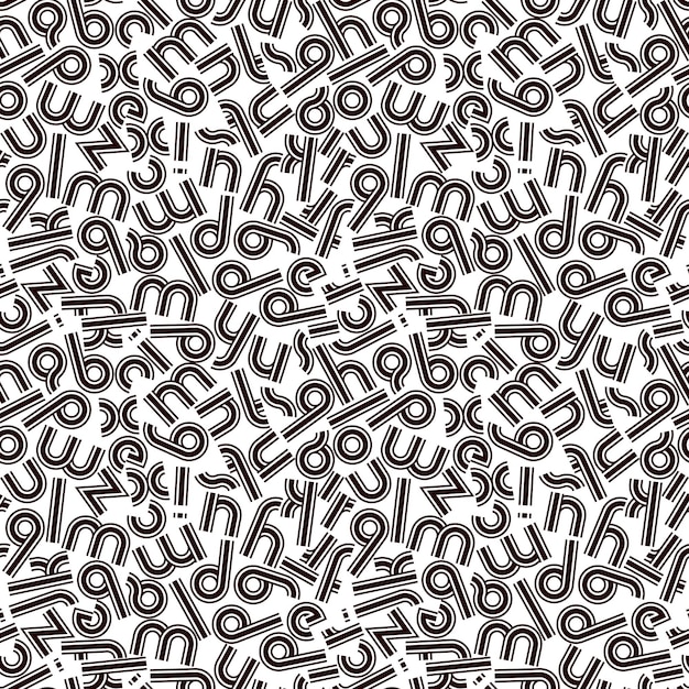 Letras de patrones sin fisuras, vector de fondo. Diseño monocromático de estilo retro.