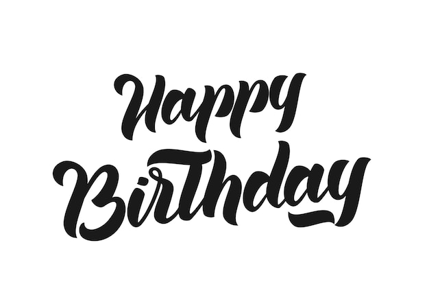 Letras de pincel moderno elegante manuscrita de feliz cumpleaños sobre fondo blanco Tarjeta de saludos