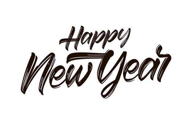 Letras de pintura de pincel con textura manuscrita de feliz año nuevo.