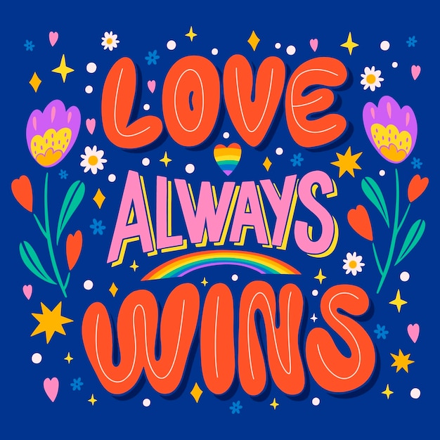 Letras planas para la celebración del mes del orgullo
