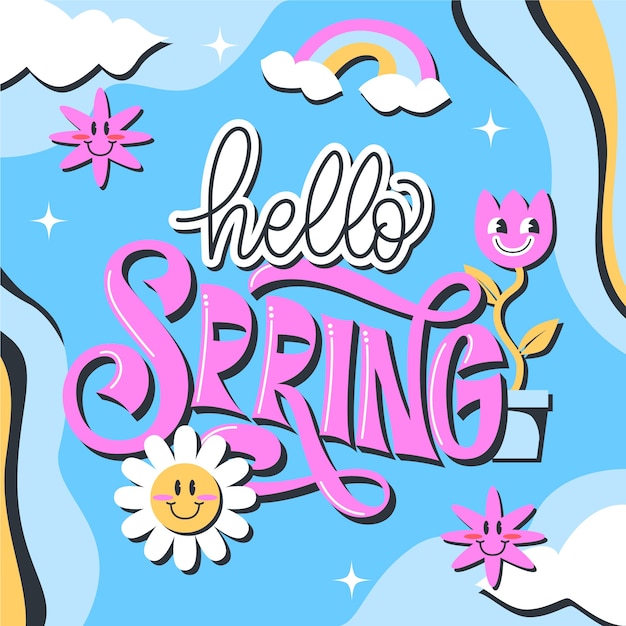 Letras planas de primavera