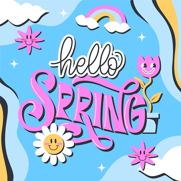 Vector letras planas de primavera