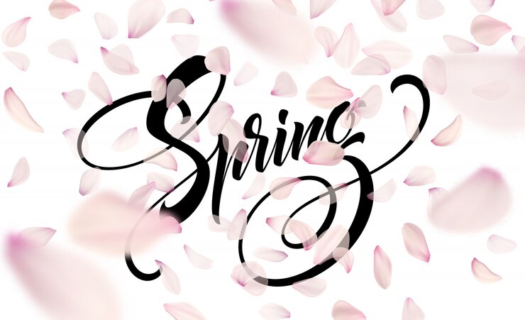 Vector letras de primavera color rosa sakura flor de cerezo flor