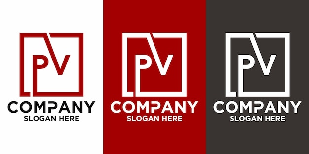 Letras de PV con plantilla de vector de diseño cuadrado