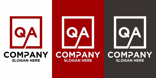 Letras QA con plantilla de vector de diseño cuadrado