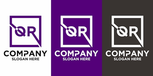 Letras qr con plantilla de vector de diseño cuadrado