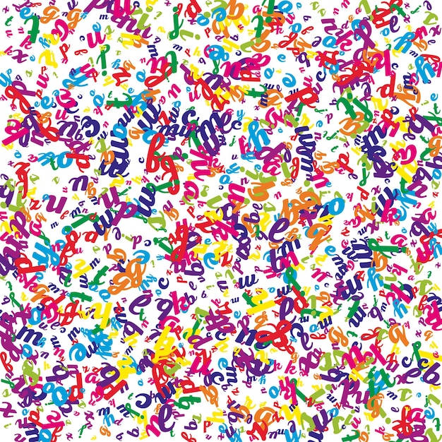 Letras que caen del idioma inglés coloridas