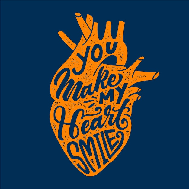 Letras smile heart quote tipografía dibujada a mano