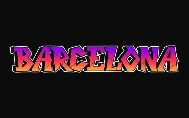 Vector letras de una sola palabra de barcelona estilo graffiti