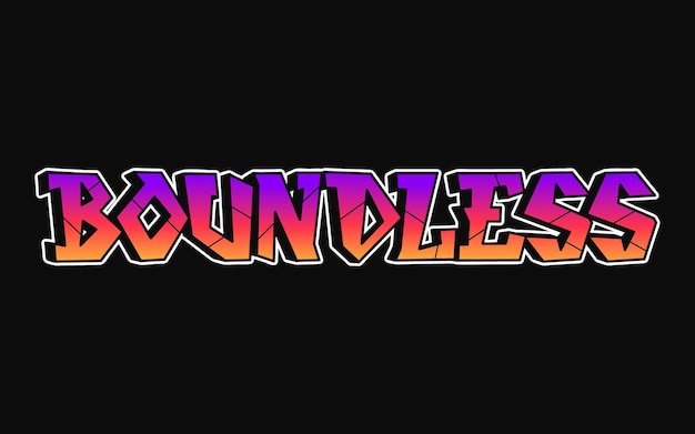 Letras de una sola palabra sin límites estilo graffiti Vector logotipo dibujado a mano Funny cool trippy palabra sin límites diseño graffiti estilo impresión de camiseta concepto de póster