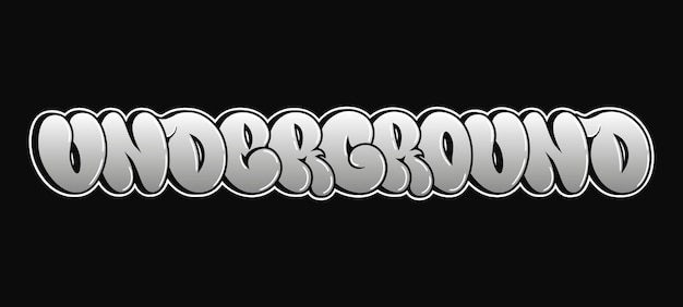 Letras de una sola palabra subterráneas estilo graffiti logotipo dibujado a mano vectorial palabra divertida y cool subterránea estilo graffitti diseño de camiseta de impresión concepto de póster
