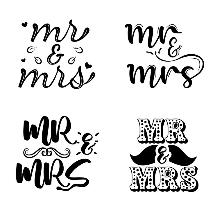 Vector letras de sr. y sra. dibujadas a mano
