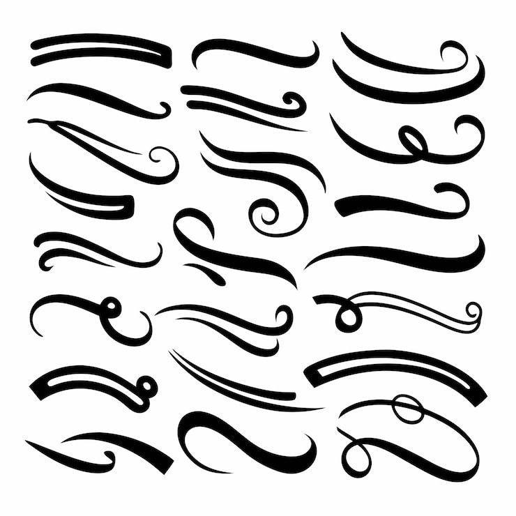 Vector las letras subrayadas a mano sobre un fondo blanco aislado 17