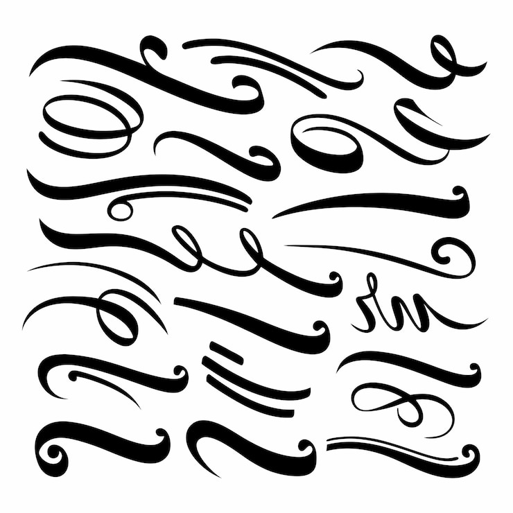 Vector las letras subrayadas a mano sobre un fondo blanco aislado 19