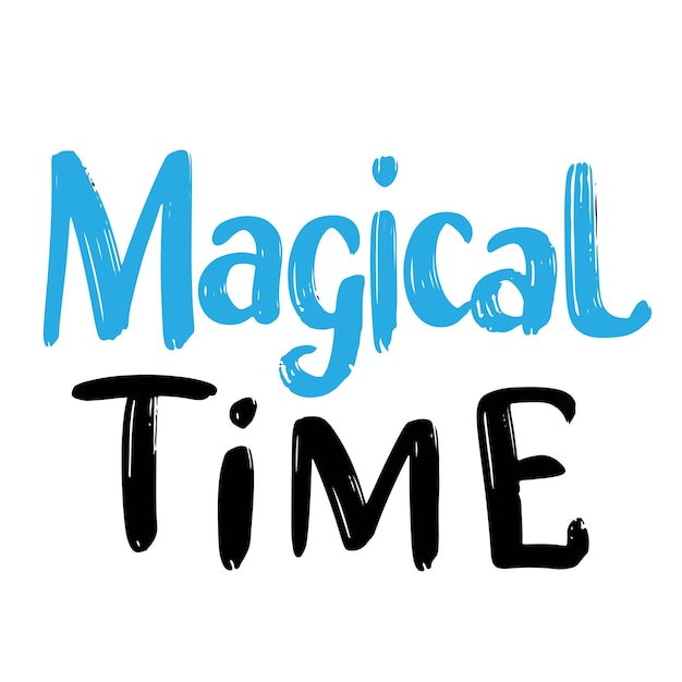 Letras de texto de tiempo mágico Arte vectorial dibujado a mano