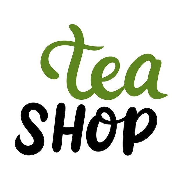 Letras de texto de la tienda de té Arte vectorial dibujado a mano