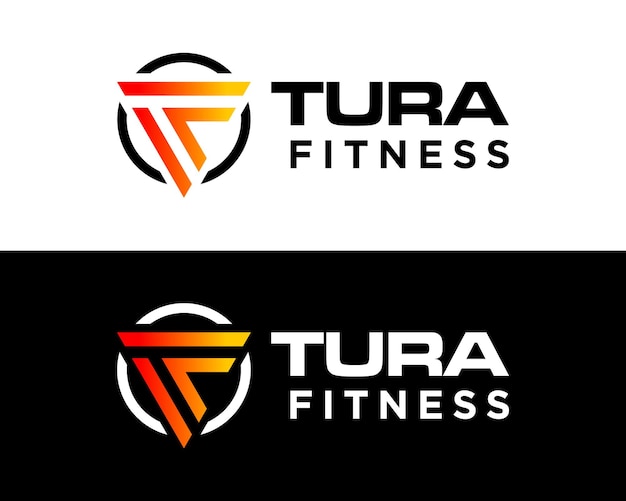Las letras TF monograma diseño del logotipo del deporte de fitness