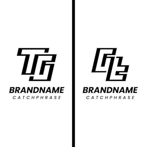 Las letras TG y el logotipo del monograma GT son adecuados para cualquier empresa con las iniciales GT o TG