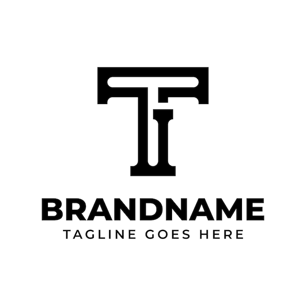 Letras TI Monograma Logotipo adecuado para cualquier marca con las iniciales TI o IT