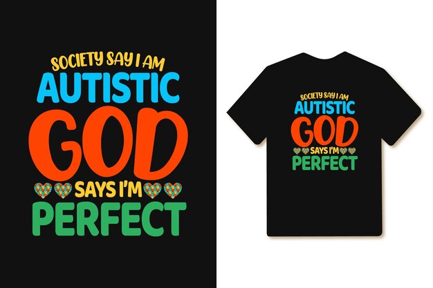 Letras de tipografía de autismo para el diseño de camisetas