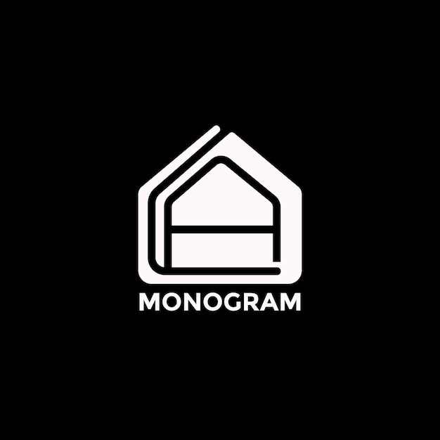 Letras tipografía LA dentro del diseño del logotipo del letrero de la casa