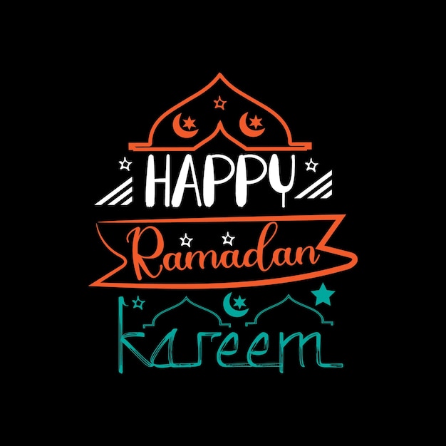 Vector letras de tipografía happy ramadan kareem para camiseta