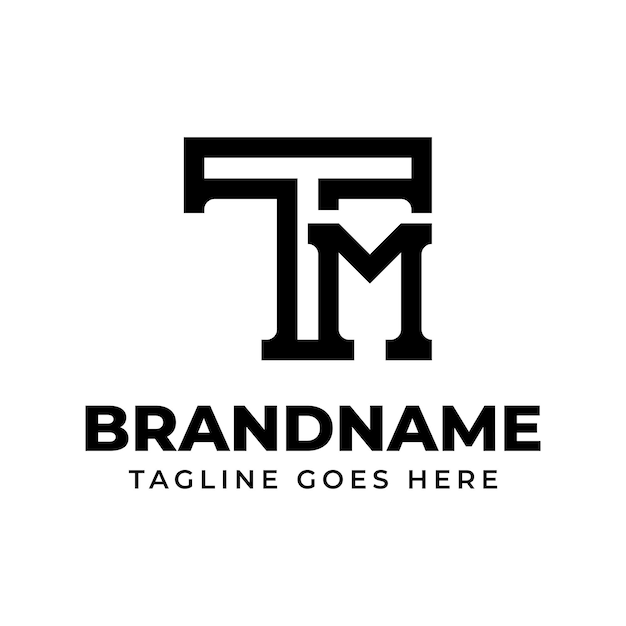 Letras TM Monograma Logotipo adecuado para cualquier marca con las iniciales TM o MT