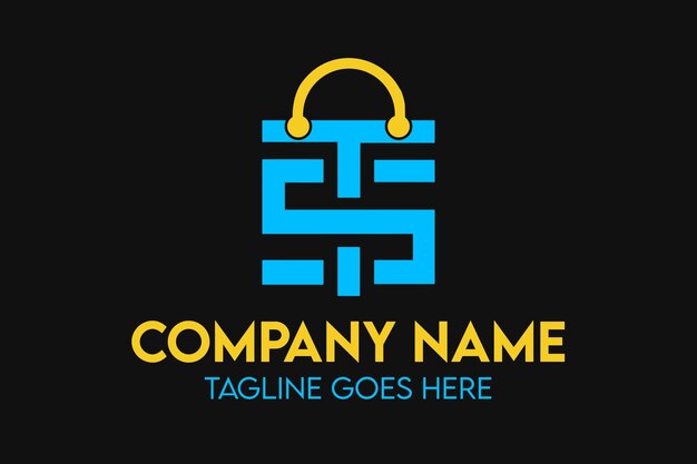 Letras TS Nombre Iniciales Shopping Logo Wordmark Lettermark Plantilla