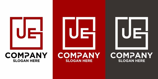 Letras UE con plantilla de vector de diseño cuadrado