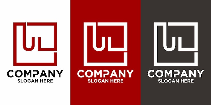Vector letras ul con plantilla de vector de diseño cuadrado