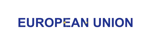 Letras Unión Europea al estilo de la bandera del país La palabra Unión Europea al estil de la bandera nacional