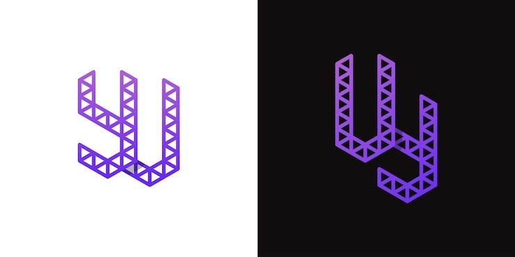 Vector las letras uy y yu del logotipo del polígono son adecuadas para negocios relacionados con el polígono con las iniciales yu o uy