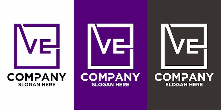 Vector letras ve con plantilla de vector de diseño cuadrado