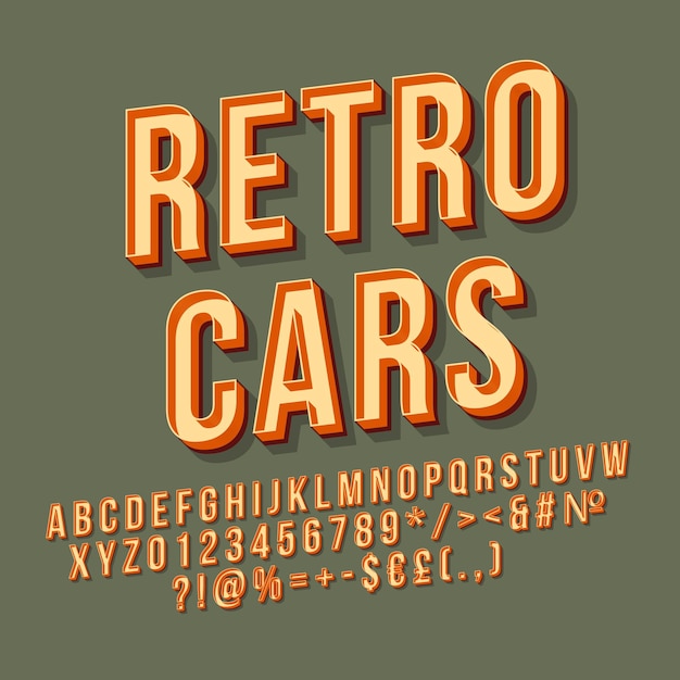 Letras de vector 3d de coches retro