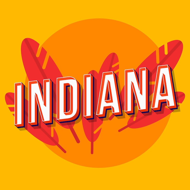Vector letras vectoriales 3d vintage de indiana. fuente retro negrita, tipografía. texto estilizado del arte pop. letras de estilo de la vieja escuela. cartel de los 90, 80, diseño de tipografía de banner. fondo de color de plumas ámbar, naranja