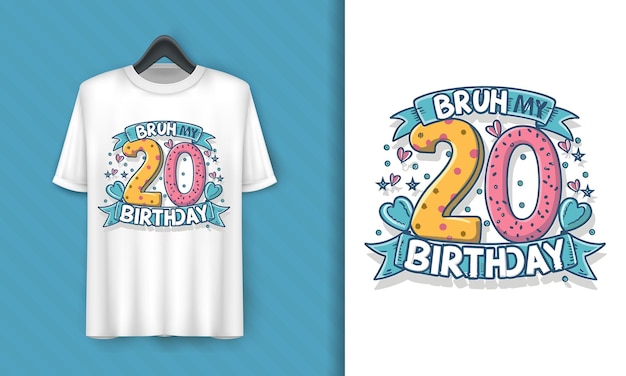 Letras vectoriales de cumpleaños con diseño de camiseta de velas