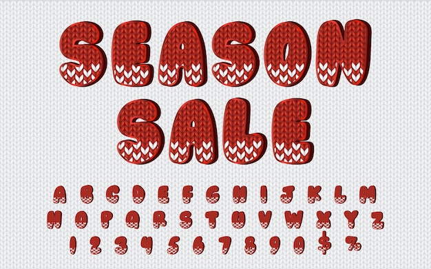 Letras de venta de temporada en color rojo con textura de punto en el fondo Alfabeto inglés completo para decorar