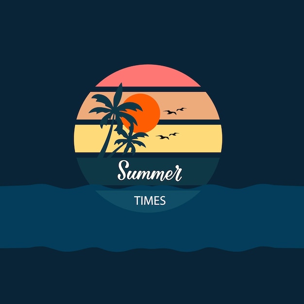 Vector letras de verano con palmeras de sol 02