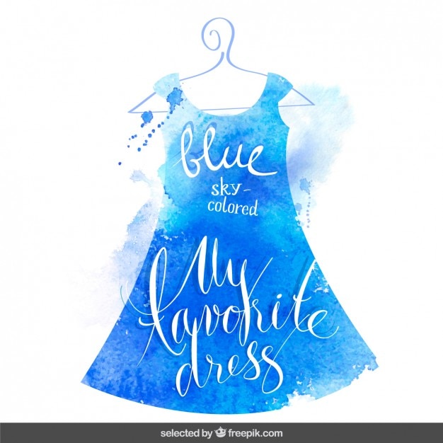 Letras en vestido de acuarela azul