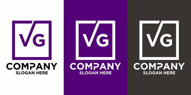 Letras VG con plantilla de vector de diseño cuadrado