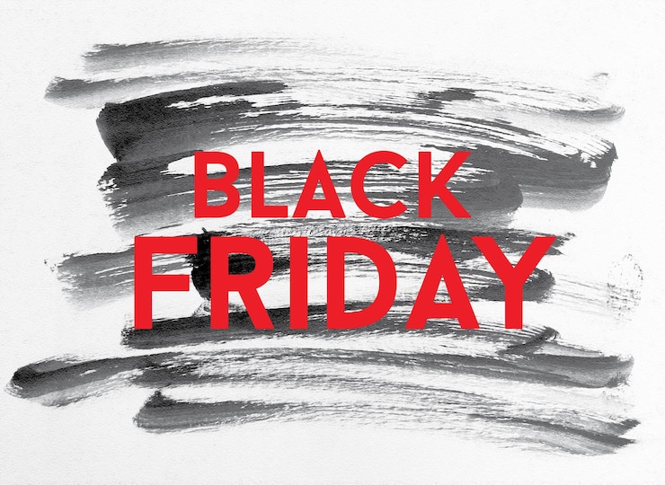 Vector letras de viernes negro sobre fondo de pincel negro