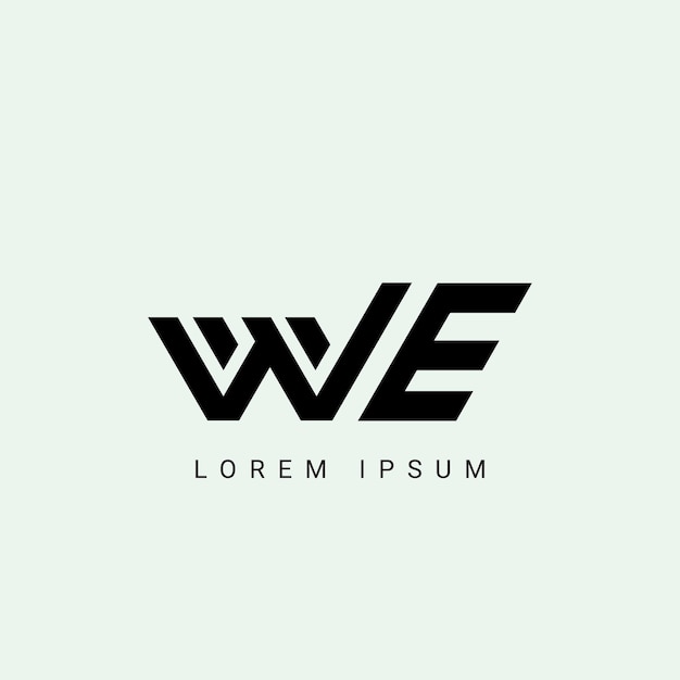 Las letras WE y EW monograma logotipo inicial geométrico moderno logotipo de cuadrícula de gradiente