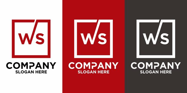 Letras WS con plantilla de vector de diseño cuadrado
